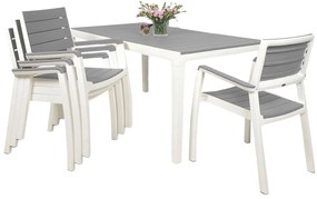 Keter Harmony kerti bútor szett, asztal + 4 szék fehér/világos szürke