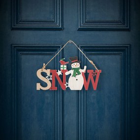 Karácsonyi dekor fából &#8211; hóember &#8211; akasztóval &#8211; 17 cm