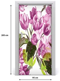 Ajtó tapéta lila virágok 95x205 cm