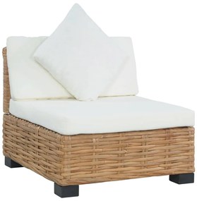 vidaXL természetes rattan karfa nélküli kanapé párnával