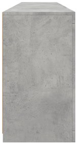 betonszürke tálalószekrény LED-világítással 181,5x37x67 cm