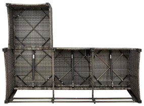3 részes szürke polyrattan kerti ülőgarnitúra párnákkal L-alakú