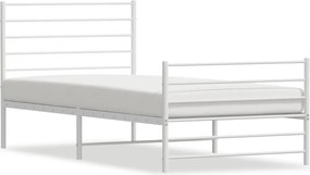 vidaXL fehér fém ágykeret fej- és lábtámlával 100 x 190 cm