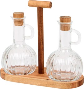 Olaj- és ecetkészlet állvánnyal Elegáns palackok szószokhoz és öntetekhez