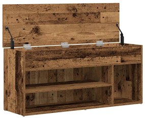 antik fa színű szerelt fa cipőtároló pad 102x30,5x45 cm
