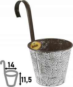 Sky függesztett balkon kaspó, 11,5 x ⌀14 cm, barna-szürke
