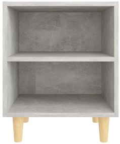 2 db betonszürke éjjeliszekrény tömör fa lábakkal 40x30x50 cm