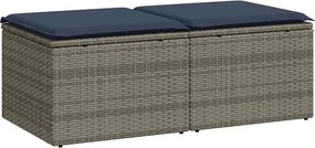 vidaXL 2 részes szürke polyrattan akácfa kerti ülőgarnitúra párnákkal
