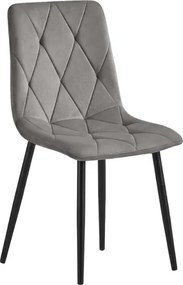 Ezüst szürke bársonyszék LIBRA fekete lábakkal