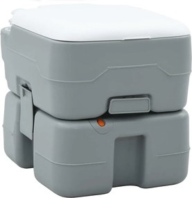 vidaXL Kemping WC Szürke és Fehér 41,5 x 36,5 x 37,5 cm Polietilén
