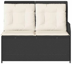 Kerti pad párnával Fekete Poli rattan