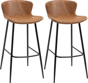 HOMCOM 2 db-os bárszék szett műbőr ülőrésszel, 76 cm magassággal, acél lábtámasszal és vintage dizájnnal - barna | Aosom