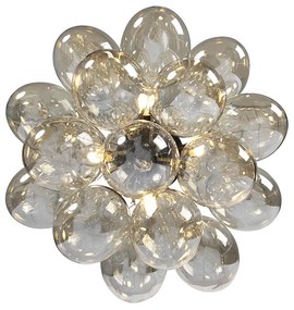 Design mennyezeti lámpa fekete borostyánszínű üveggel 4-lámpás - Uvas