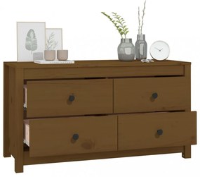 mézbarna tömör fenyőfa kisszekrény 100x40x54 cm
