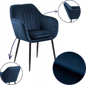 Nappali Étkezőszék Sötétkék kényelmes kárpitozott karfával