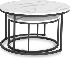 Dohányzóasztal szett fehér márvány hatású felülettel DAFNE MAX