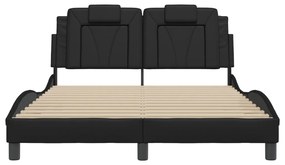 fekete ágykeret Viana LED-ekkel matrac nélkül 140 x 190 cm