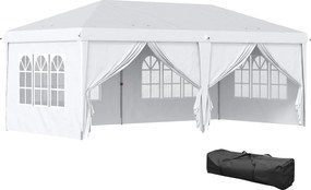 Outsunny Összecsukható Napernyő 6x3x2.7m Kerti Sátor 4 Fali Panellel, 4 Ablakkal, 2 Cipzáros Ajtóval, UV-álló Vízhatlan Táskával A Kültéri Teraszhoz é