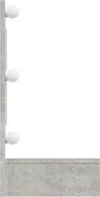 Betonszürke tükrös szekrény LED-ekkel 90 x 31,5 x 62 cm