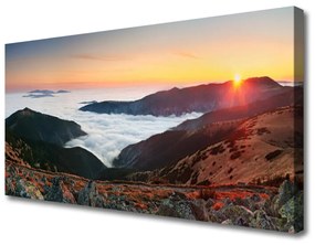 Vászonkép falra Felhők Sun hegyek táj 100x50 cm