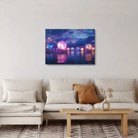 Üveg kép - Bolygók a vízen (70x50 cm)