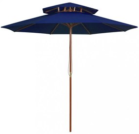 kék kétszintes napernyő farúddal 270 cm