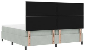 Bokszrugós Ágy Matrallel és LED Fénnyel Szürke 200x200 cm Bársony