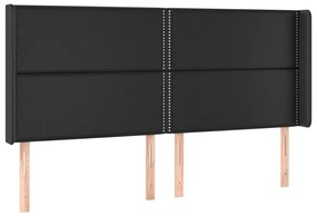fekete műbőr LED-es fejtámla 163x16x118/128 cm