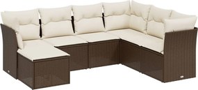 vidaXL 7 részes barna polyrattan kerti ülőgarnitúra párnákkal