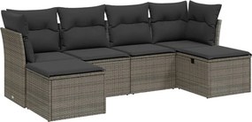 vidaXL 6 részes szürke polyrattan kerti ülőgarnitúra párnákkal