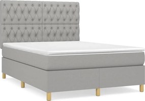 vidaXL világosszürke szövet rugós ágy matraccal 140 x 190 cm