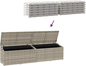 Világosszürke Polyrattan Kerti Tárolóláda 220X50X58 Cm