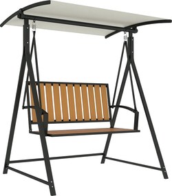 Outsunny Hollywood Swing Állítható Napernyővel, 2 Személyes Kerti Hinta, Időjárásálló Hinta Pad 240 kg-ig, Kerti Fekvőfotel Kerthez és Teraszhoz, 142