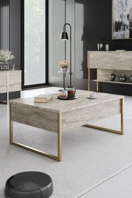 Dohányzóasztal Luxe - Travertine, Gold