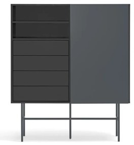 Fekete-antracitszürke magas komód tolóajtóval 120x140 cm Nube – Teulat