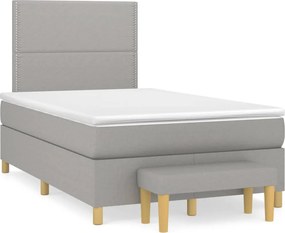 vidaXL világosszürke szövet rugós ágy matraccal 120 x 200 cm