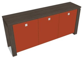 Verno+ alacsony szekrény 200 x 46 x 90 cm, üvegajtó, antracit tölgy / narancs