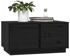 Fekete tömör fenyőfa dohányzóasztal 80 x 50 x 40 cm