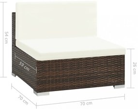 7-részes barna polyrattan kerti bútorszett párnákkal