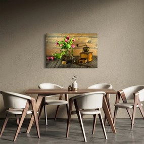 Tulipánok, daráló és kávé képe (90x60 cm)