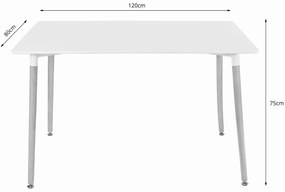 Étkezőgarnitúra 1 + 4, fehér ADRIA asztal 120x80 cm + átlátszó BALI MARK szék bükkfa lábakkal