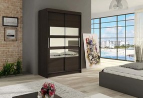 MIAMI V tolóajtós ruhás szekrény tükörrel, 120x200x58, sonoma