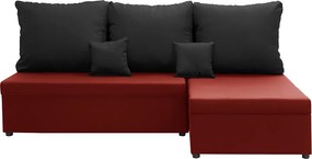 BODZO Kinyitható sarokkanapé Piros/fekete