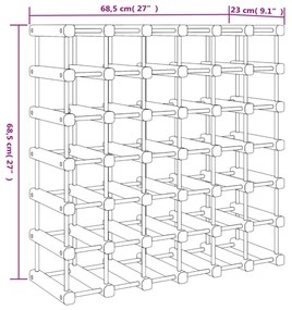 tömör fenyőfa bortartó 42 palackhoz 68,5x23x68,5 cm