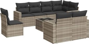 vidaXL 9 részes világosszürke polyrattan kerti ülőgarnitúra párnával
