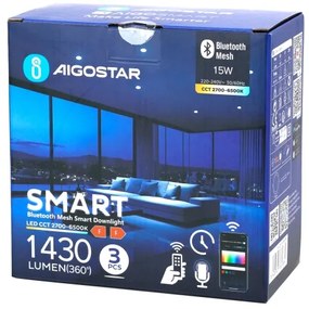 Aigostar-KÉSZLET 3x LED Dimmelhető beépíthető lámpa MESH 15W/230V 2700K-6500K átm. 17cm