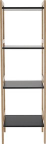 4 polcos állvány, természetes/fekete, NAOKO