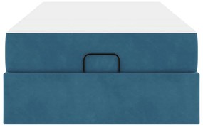 Ágykeret matracmal tárolóval Kék 80 x 200 cm Bársony