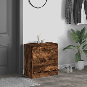 füstös tölgy színű szerelt fa cipőszekrény 60 x 34 x 63,5 cm