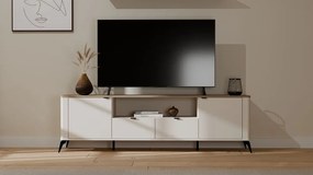 RTV CORDOBA 2D2S TV állvány 186x43x11.5 cm, kasmír, fekete lábakkal, tölgy fedlappal